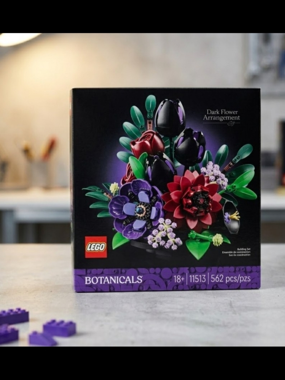 NEW! Lego Dark Flower Arrangement - Purple, Red & Green Floral Build NWT